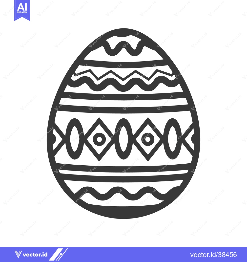 Premium Vector dari An ornamented monochrome egg decorated with geometric and wavy pattern