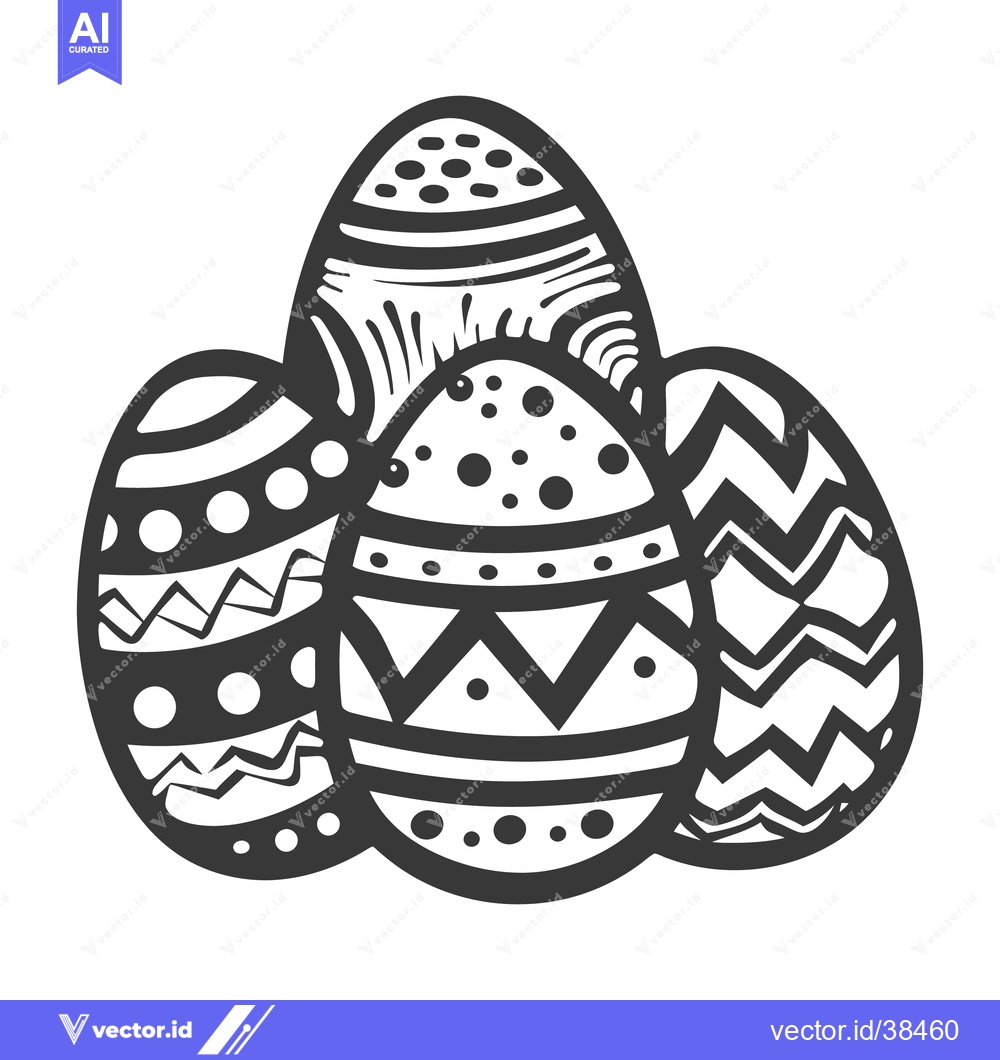 Premium Vector dari Four Decorative Easter Eggs With Distinctive Ornamentation Design