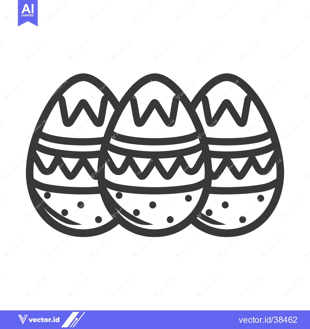 Premium Vector dari Three ornately decorated eggs appear in a simple black outline