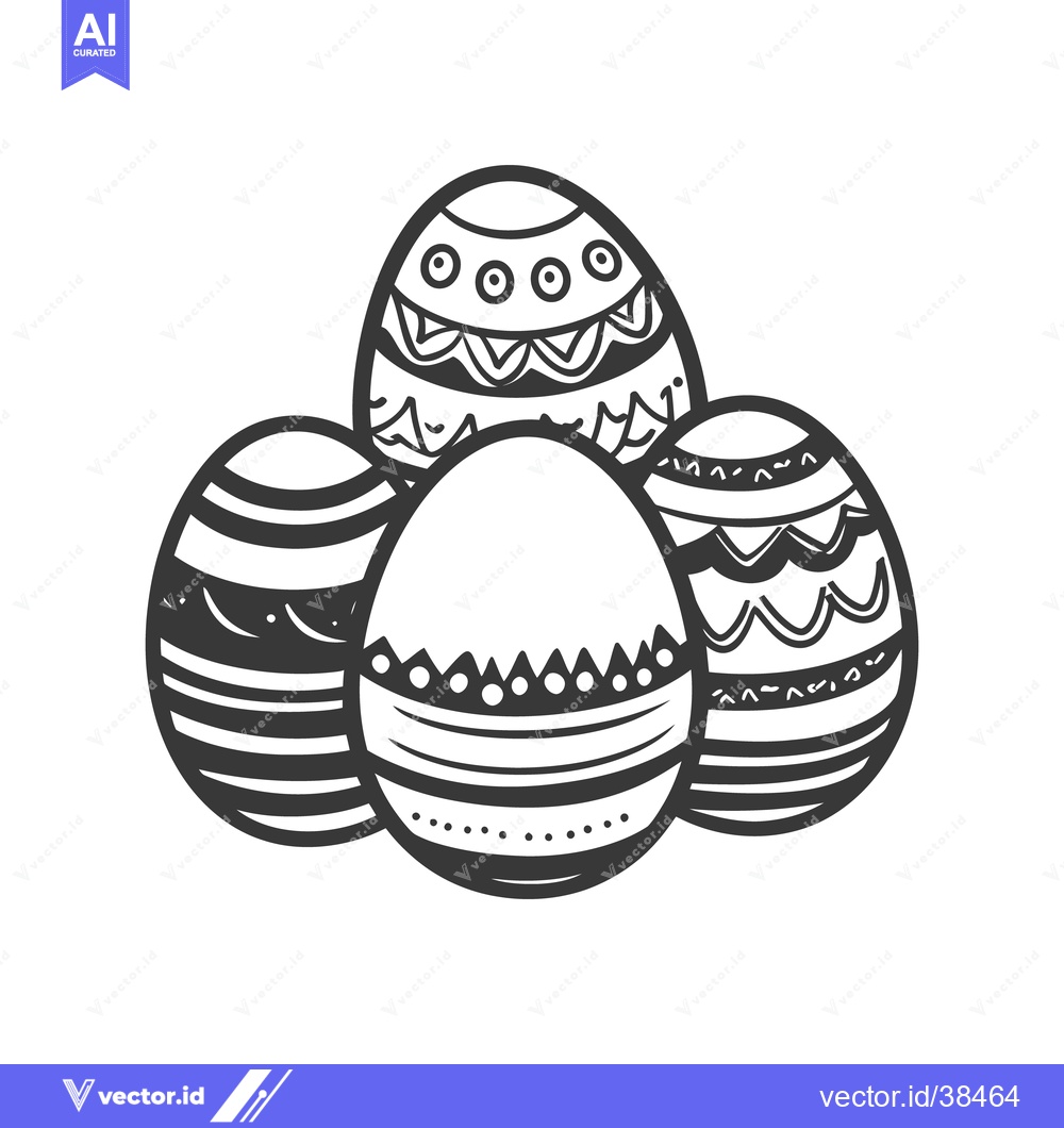 Premium Vector dari A cluster of decorated eggs forming an Easter themed illustration