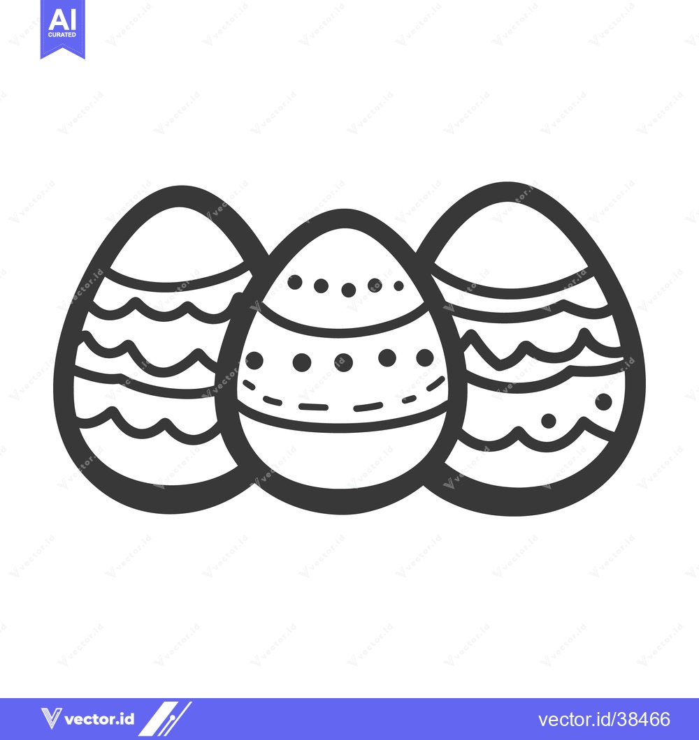 Premium Vector dari Three Decorated Easter Eggs Lined Up in a Row