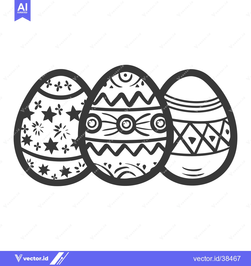 Premium Vector of Three decorated egg designs with various ornamental patterns shown