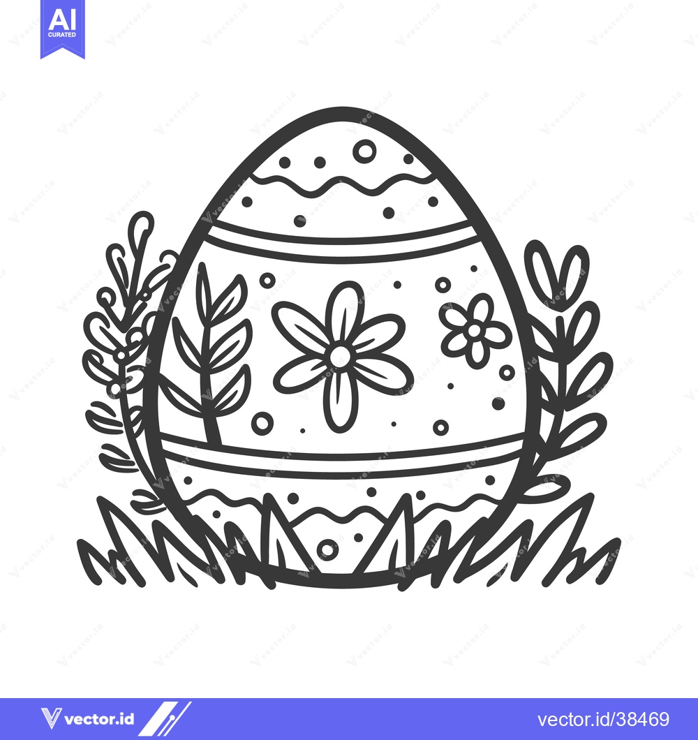 Premium Vector dari A decorated egg with flowers and foliage is illustrated
