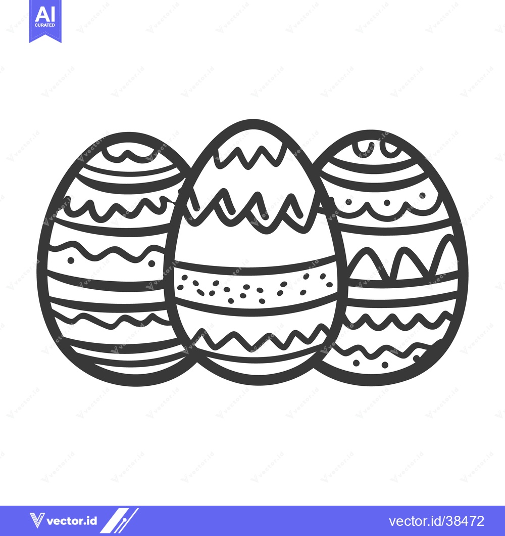 Premium Vector dari Three decorated easter eggs are displayed with intricate designs