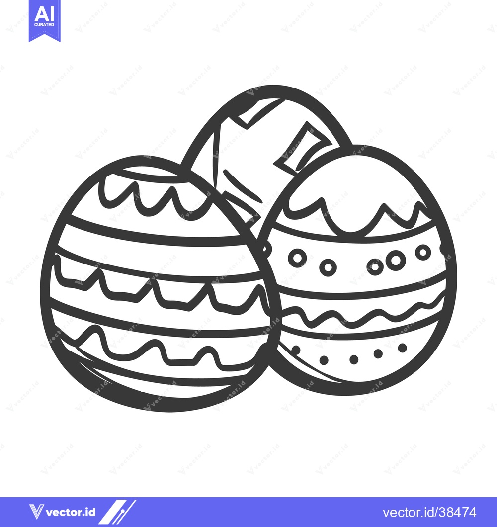 Premium Vector dari Three Decorated Easter Eggs Are Pictured Against White Backgrounds