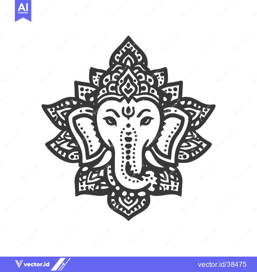 Premium Vector of Ornate Ganesha Illustration: Intricate Details, Spiritual Symbolism, B