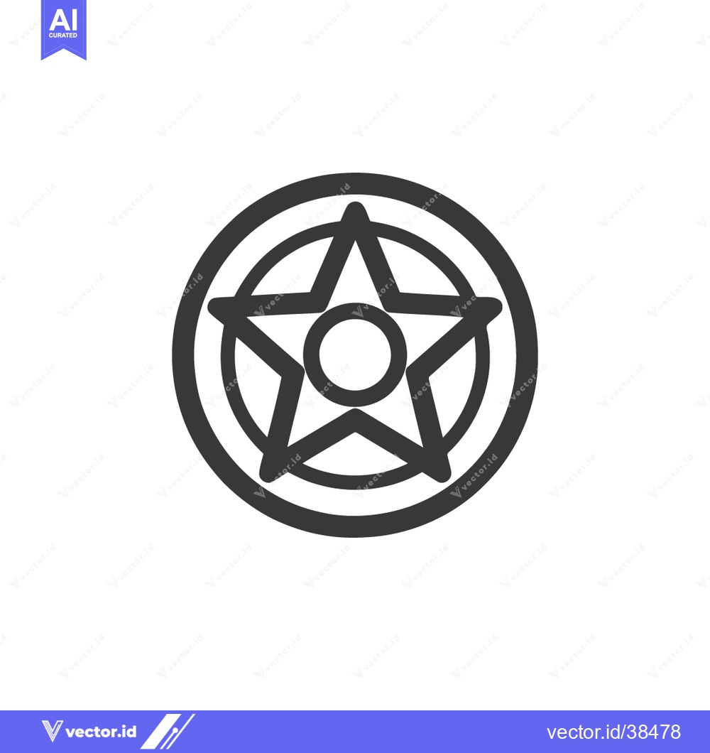 Premium Vector of Bold Star Symbol Encased in a Double Circle, Minimalist Design