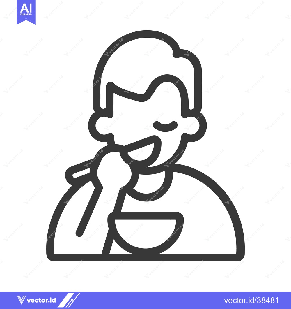 Premium Vector of A person is shown eating from a bowl with chopsticks or a spoon