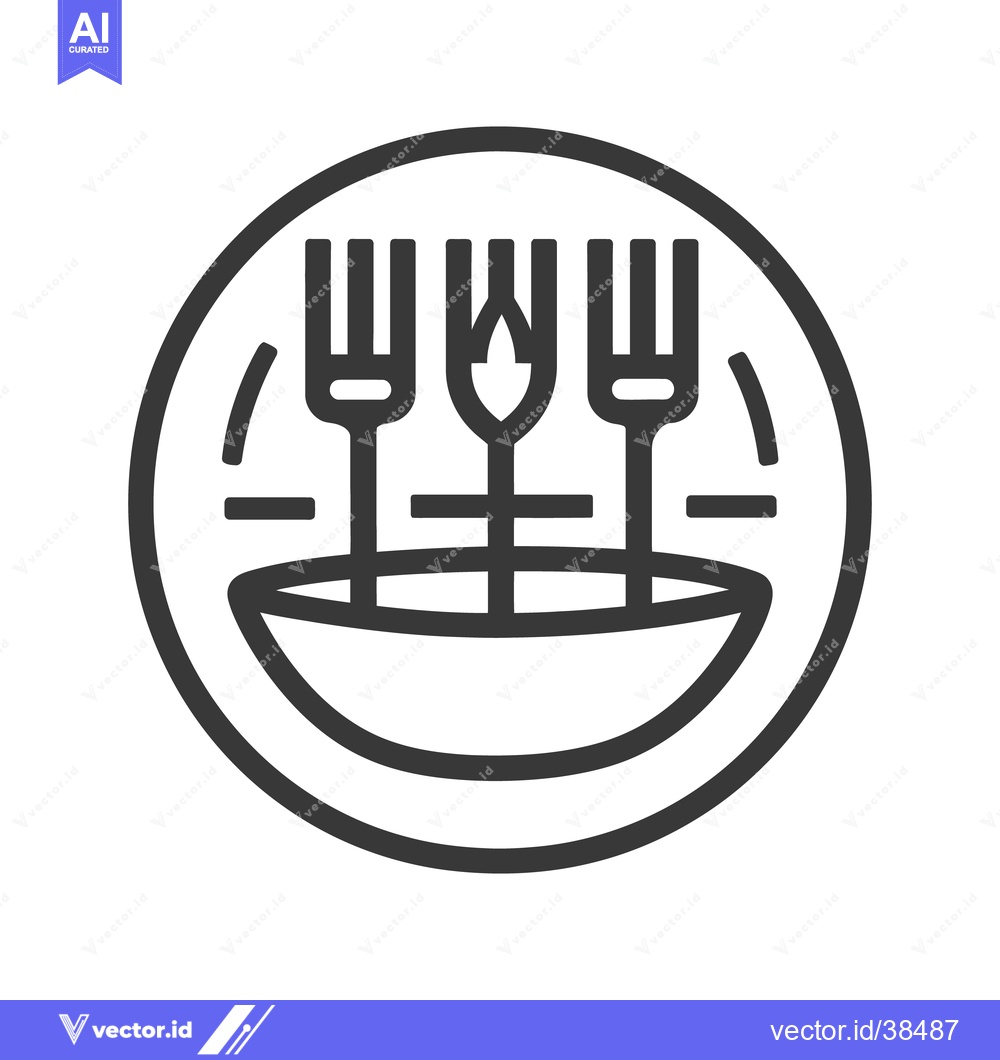 Premium Vector dari A circular logo featuring silverware and a centered plate