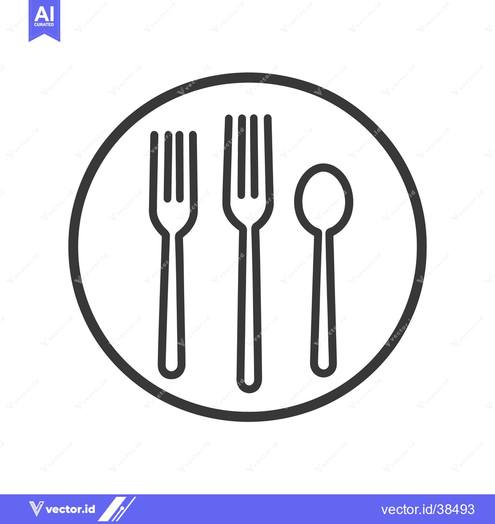 Premium Vector of Three eating utensils arranged inside a simple circular outline