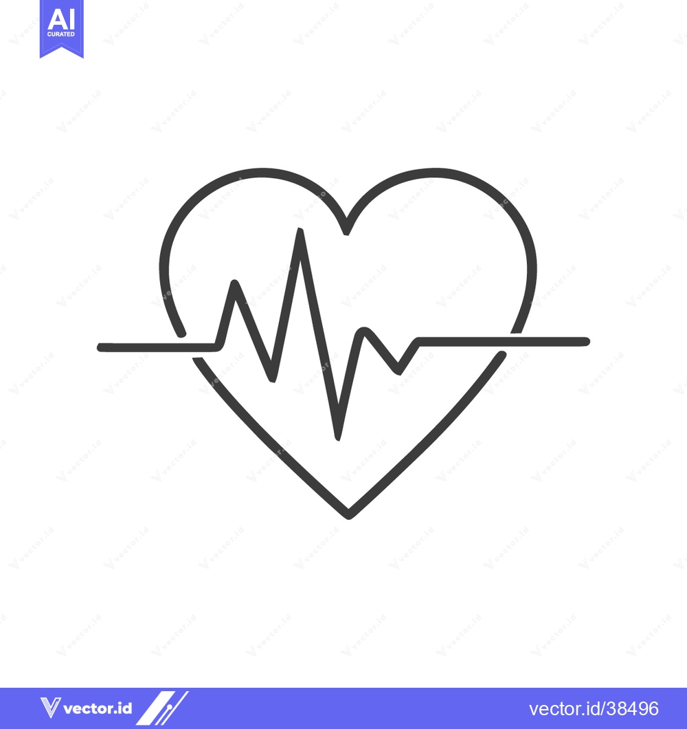 Premium Vector dari Heartbeat Line Icon: Minimalist Heart with ECG Waveform, Medical Symbo