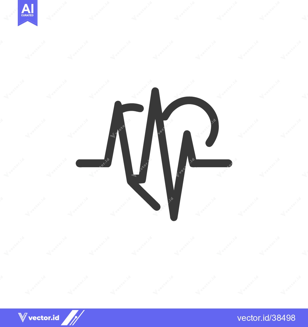 Premium Vector of Minimalist Heartbeat Line Art: Medical Pulse Symbol on White Backgroun