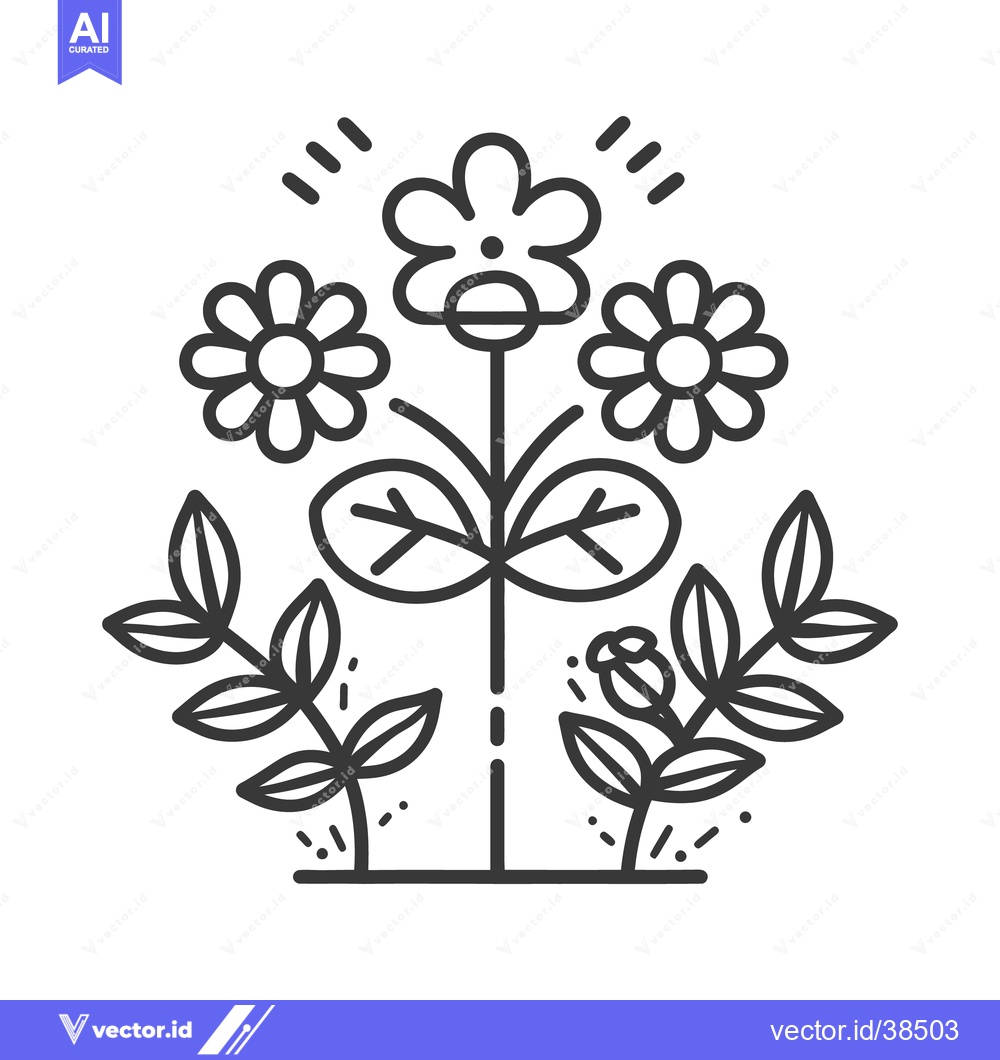 Premium Vector of A decorative floral illustration featuring flowers leaves and stems