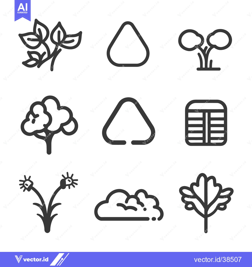 Premium Vector dari Simple black and white illustrated plant life and geometrical icons