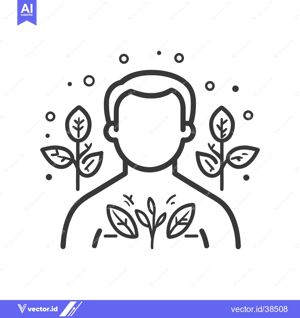 Premium Vector dari Outline image of a person surrounded by growing plant life