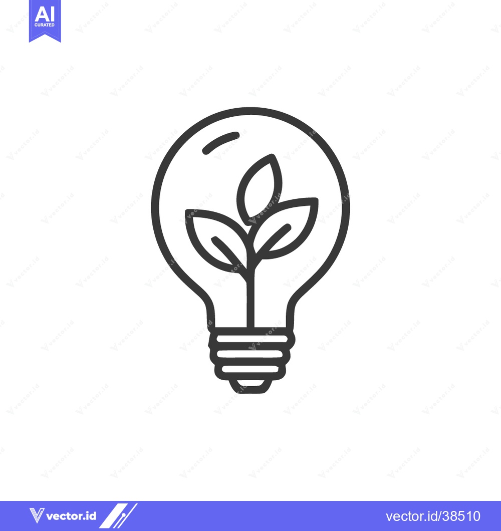 Premium Vector of Minimalist Lightbulb with Plant Inside, Line Art Icon