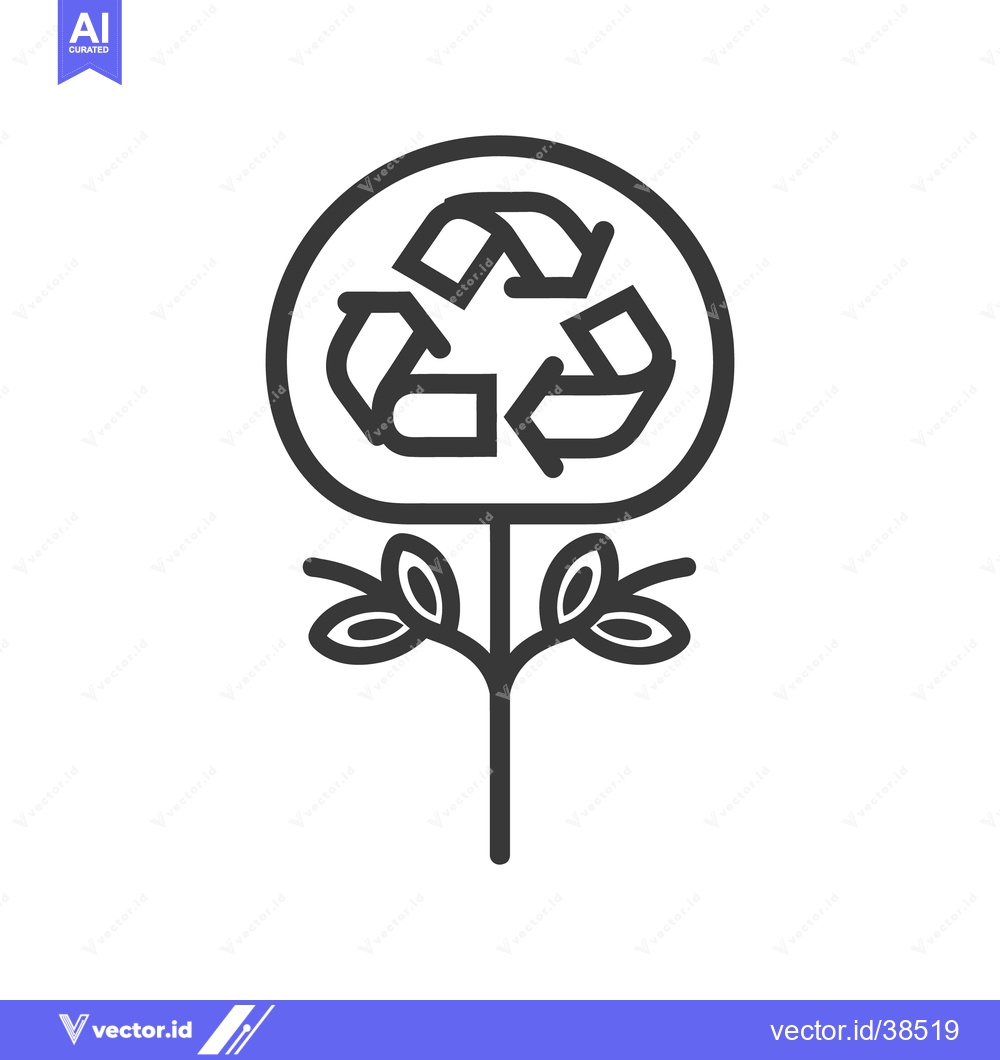 Premium Vector dari A stylized illustration depicts a tree with recycling symbol