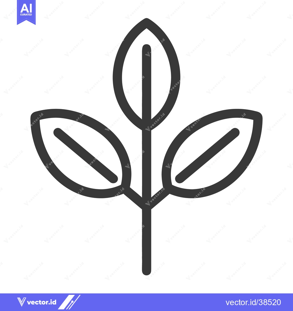 Premium Vector dari A simple black illustration of three leaves on a stem