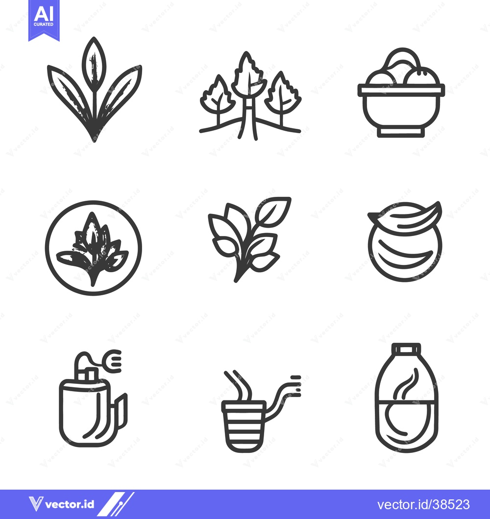 Premium Vector of Simple monochrome icon illustrations depicting natural spa related sym
