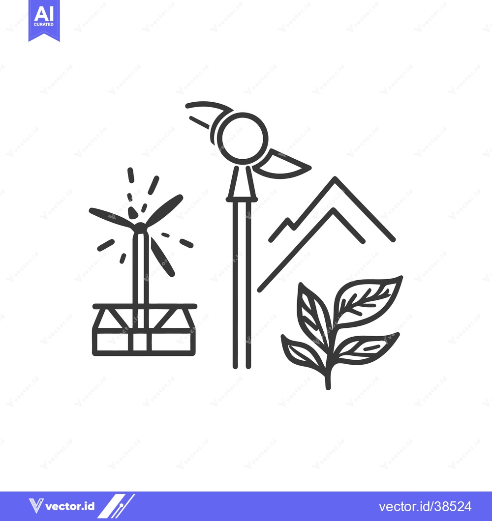 Premium Vector of Simple illustration displaying renewable energy sources and natural el
