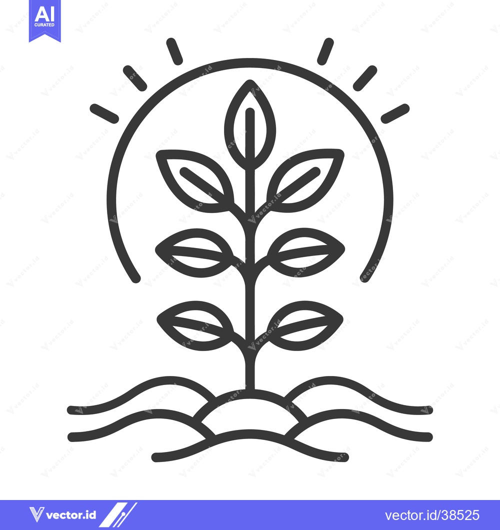 Premium Vector dari Simple illustration of a plant growing with a sun above it