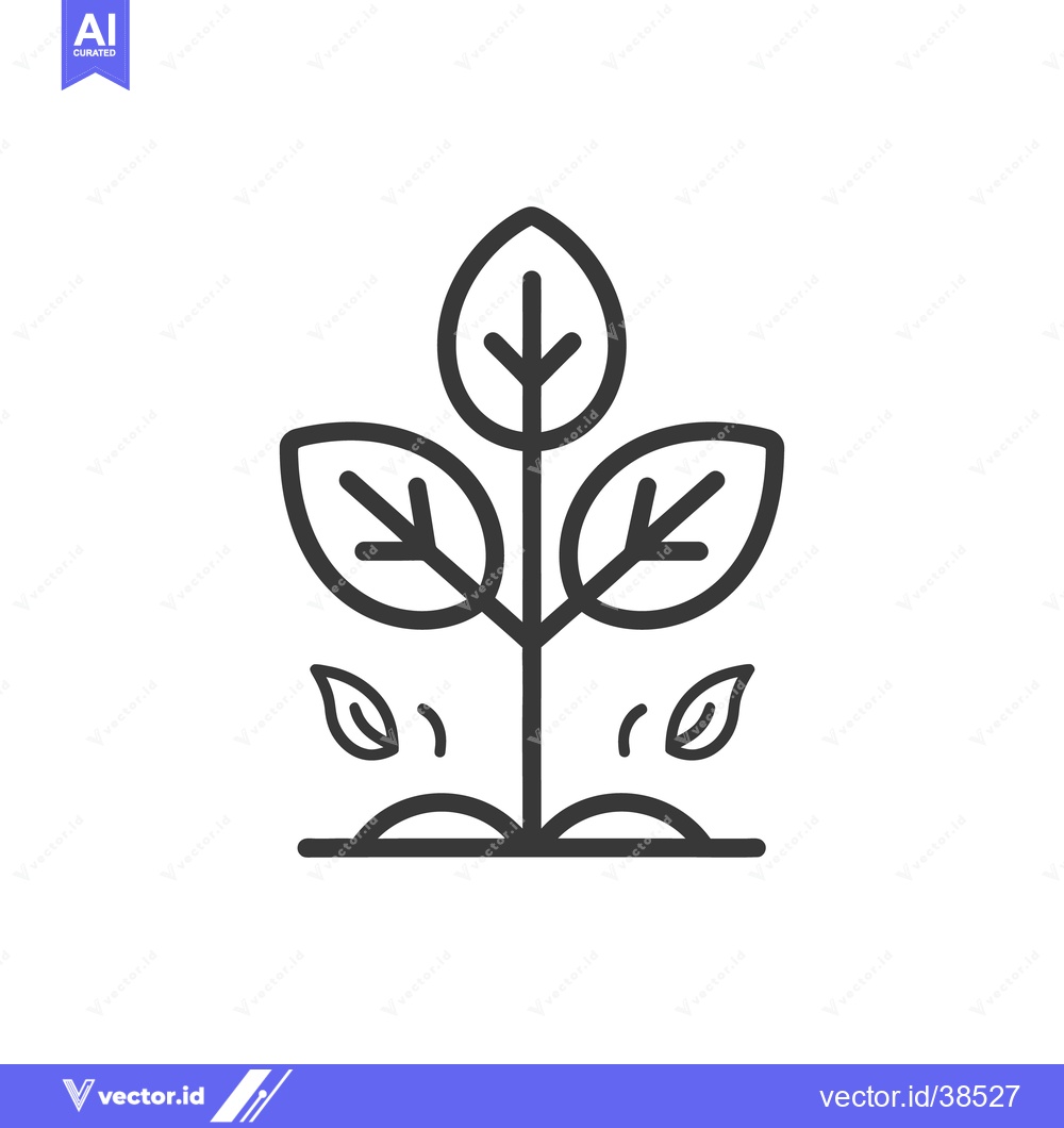 Premium Vector of A simple black line drawing of a growing plant