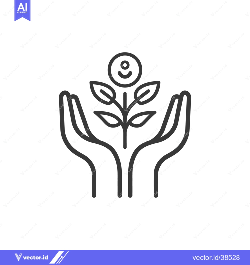 Premium Vector dari The image depicts a plant growing with happy face in hands