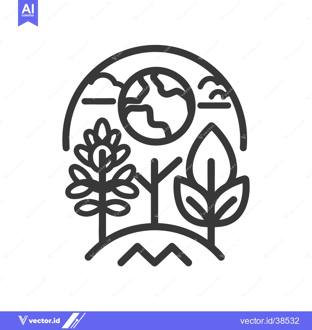 Premium Vector of A simple illustration of earth with trees and clouds in nature