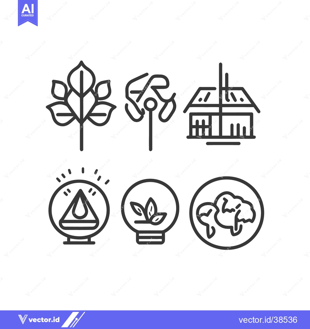 Premium Vector of Six simple line icons representing nature and sustainability concepts