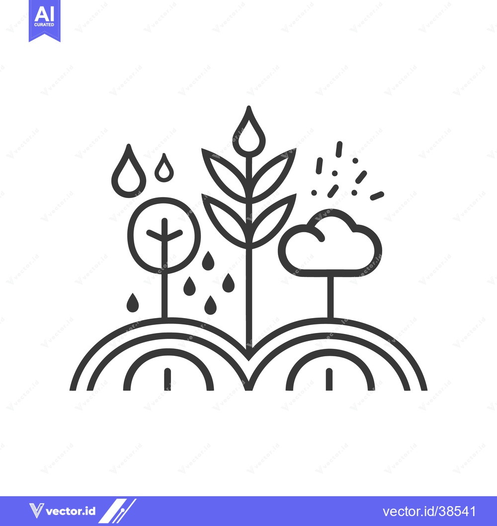 Premium Vector of The stylized image depicts a nature scene of plants with weather