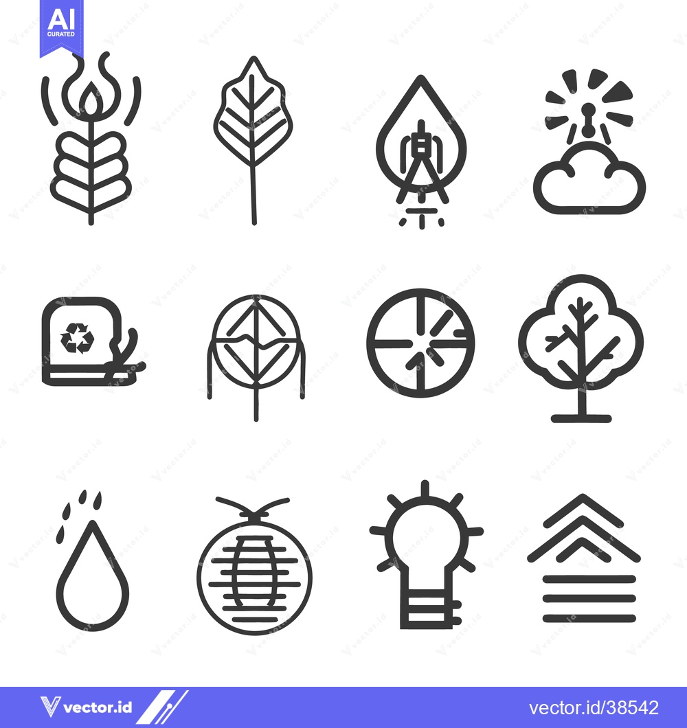 Premium Vector of Simple minimalist line icons depicting concepts of sustainability and
