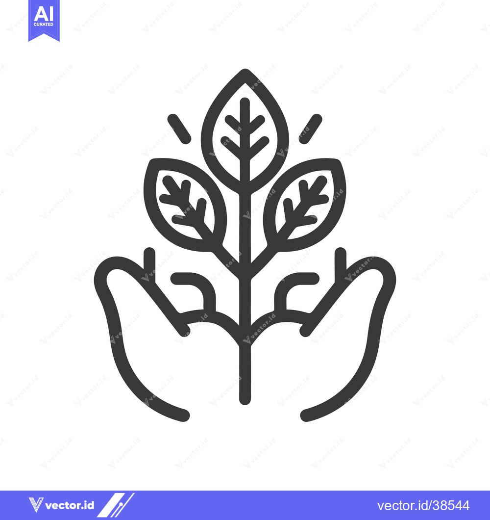 Premium Vector dari Human hands carefully holding a growing plant with three leaves