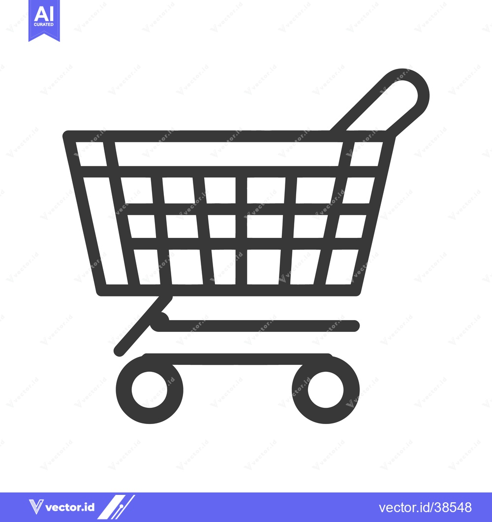 Premium Vector of An outlined image of a shopping cart with wheels