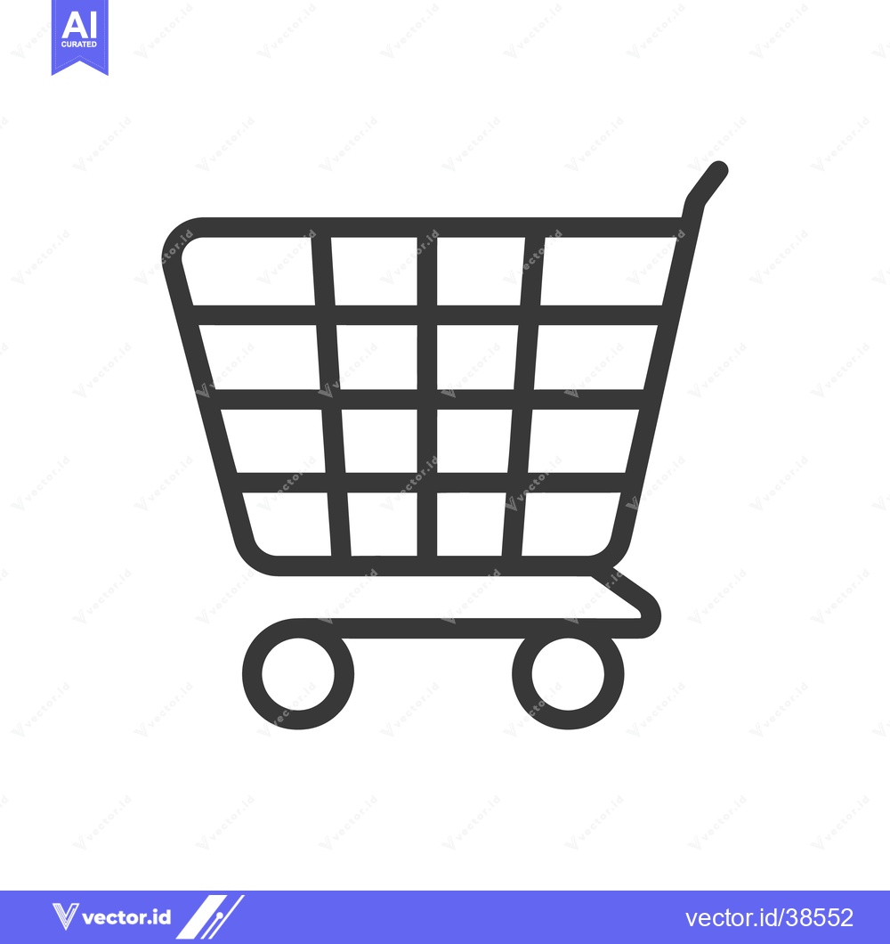 Premium Vector of A simple shopping cart graphic displayed on a white background