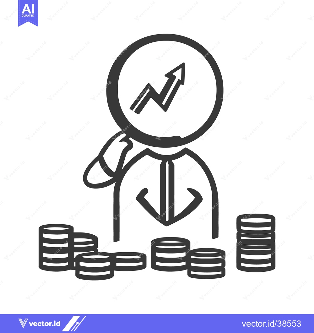 Premium Vector dari An illustrated person looking at a financial growth chart