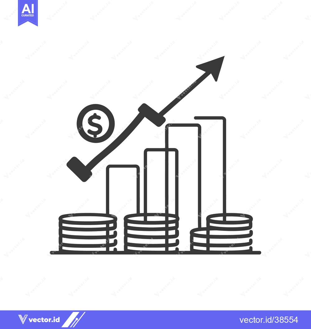 Premium Vector dari An upward trending graph and currency symbol representing financial gr