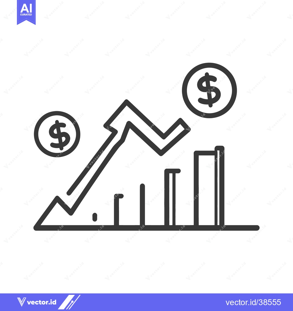 Premium Vector of Financial growth representation showing a graph with rising and fallin