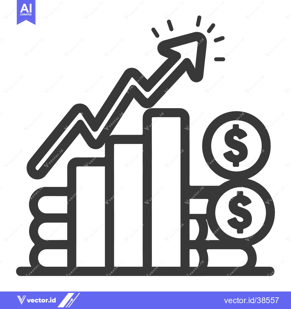 Premium Vector of An upward trending financial chart with currency and progress