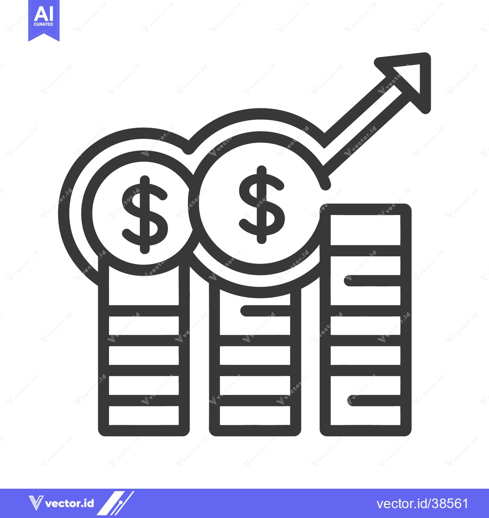 Premium Vector of Stacks of coins and dollars with an upward trending arrow