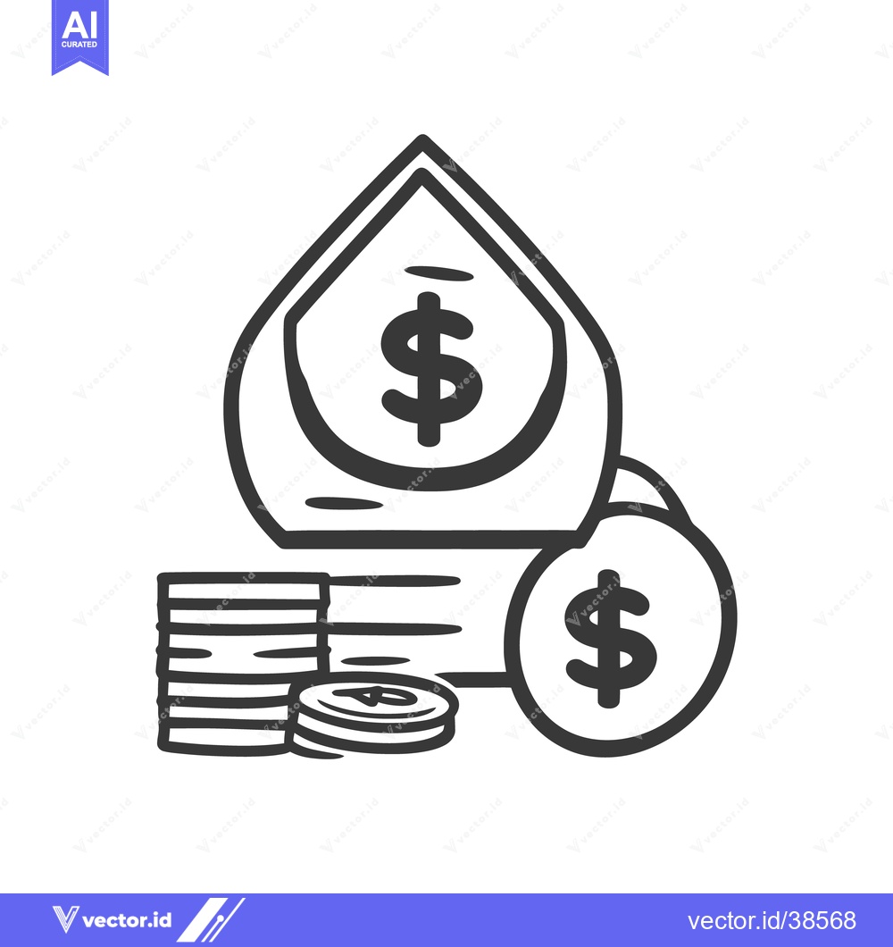 Premium Vector dari Several coin stacks and money bag with dollar sign symbols