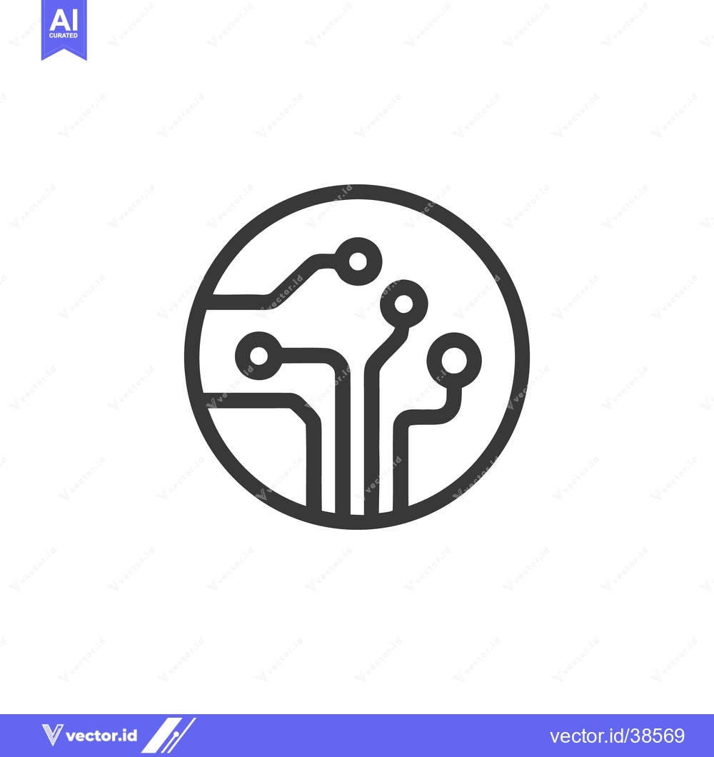 Premium Vector dari Minimalist Circuit Board Icon in Circle, Technology Concept, Isolated