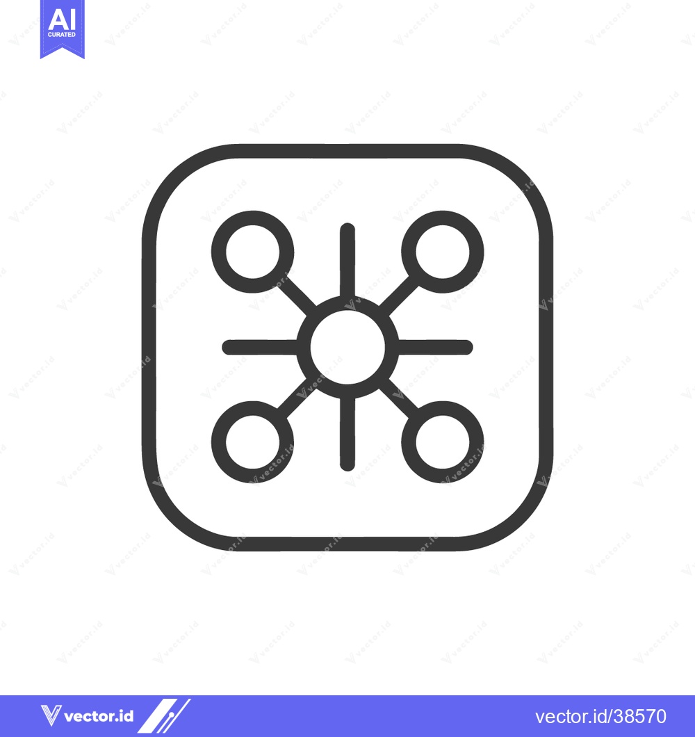 Premium Vector dari Minimalist Network Icon: Central Node with Connected Circular Elements