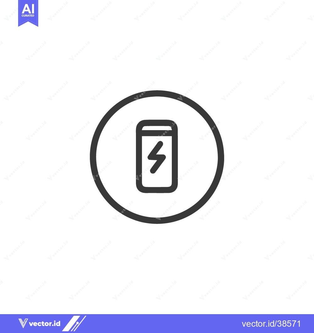 Premium Vector of Minimalist Battery Icon: Black Outline in Circle, Energy Symbol