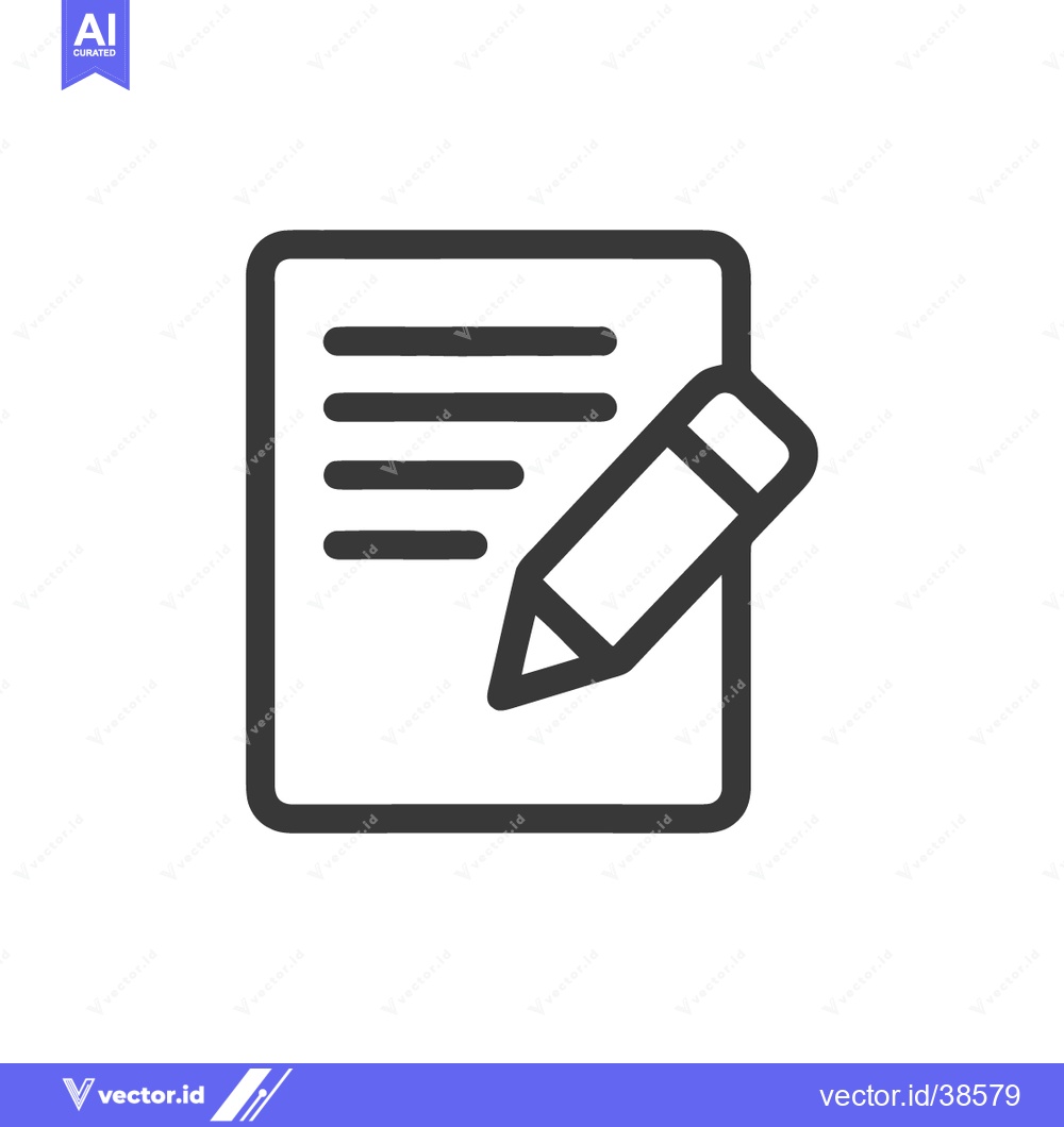 Premium Vector of Minimalist Icon: Document with Pencil, Editing, Writing, and Creation
