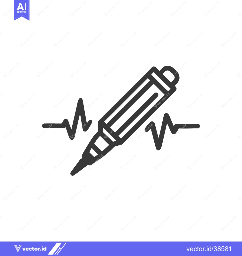 Premium Vector dari Tattoo Machine with Pulse Line, Minimalist Icon Design on White Backgr