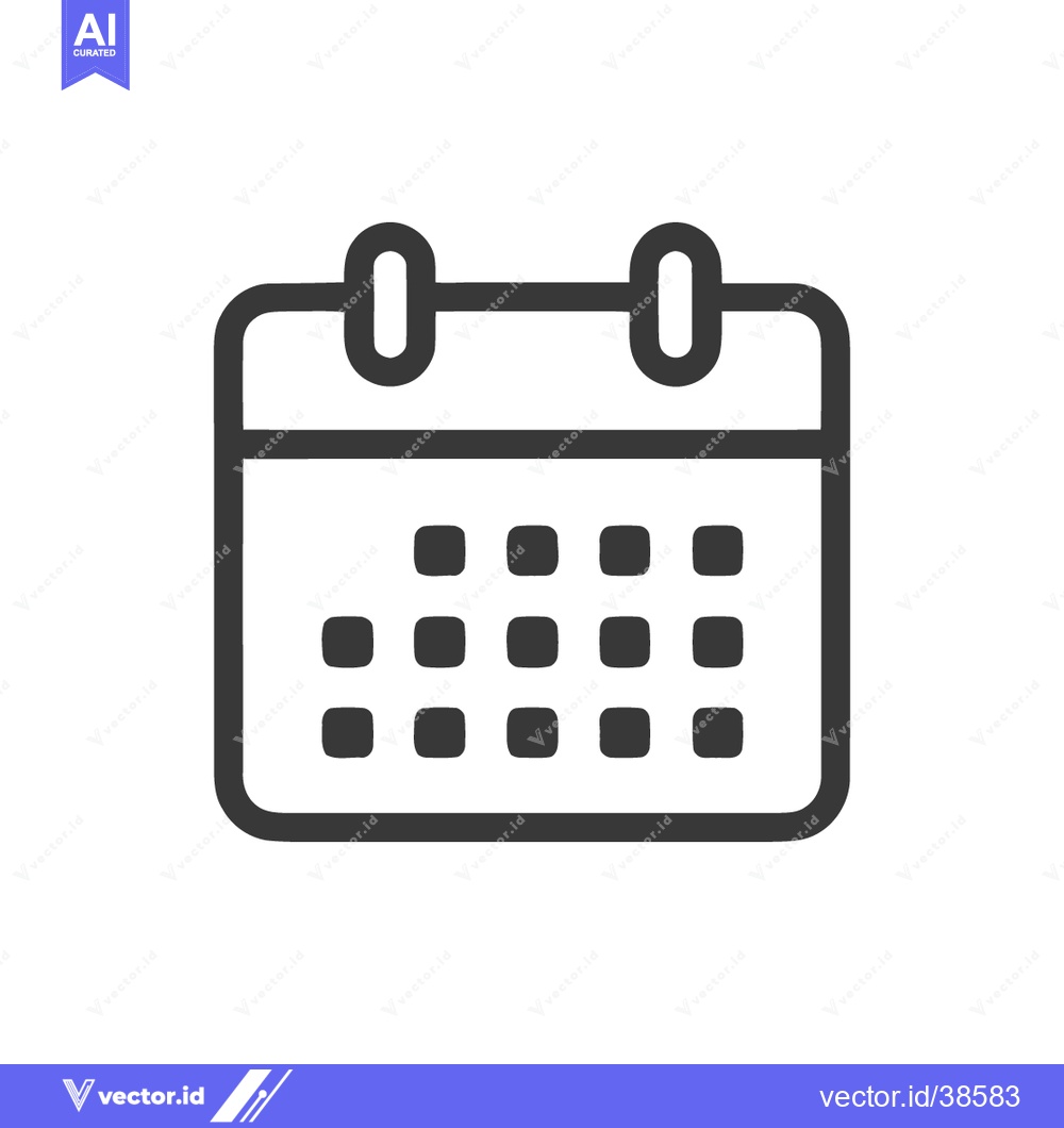 Premium Vector dari Minimalist Calendar Icon: Simple Black Outline on White Background for