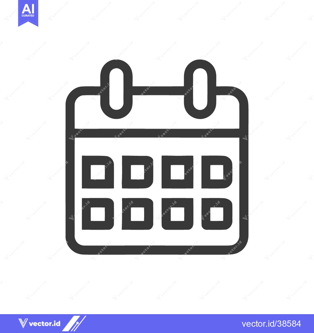 Premium Vector dari Minimalist Calendar Icon: Simple Black Outline on White Background for