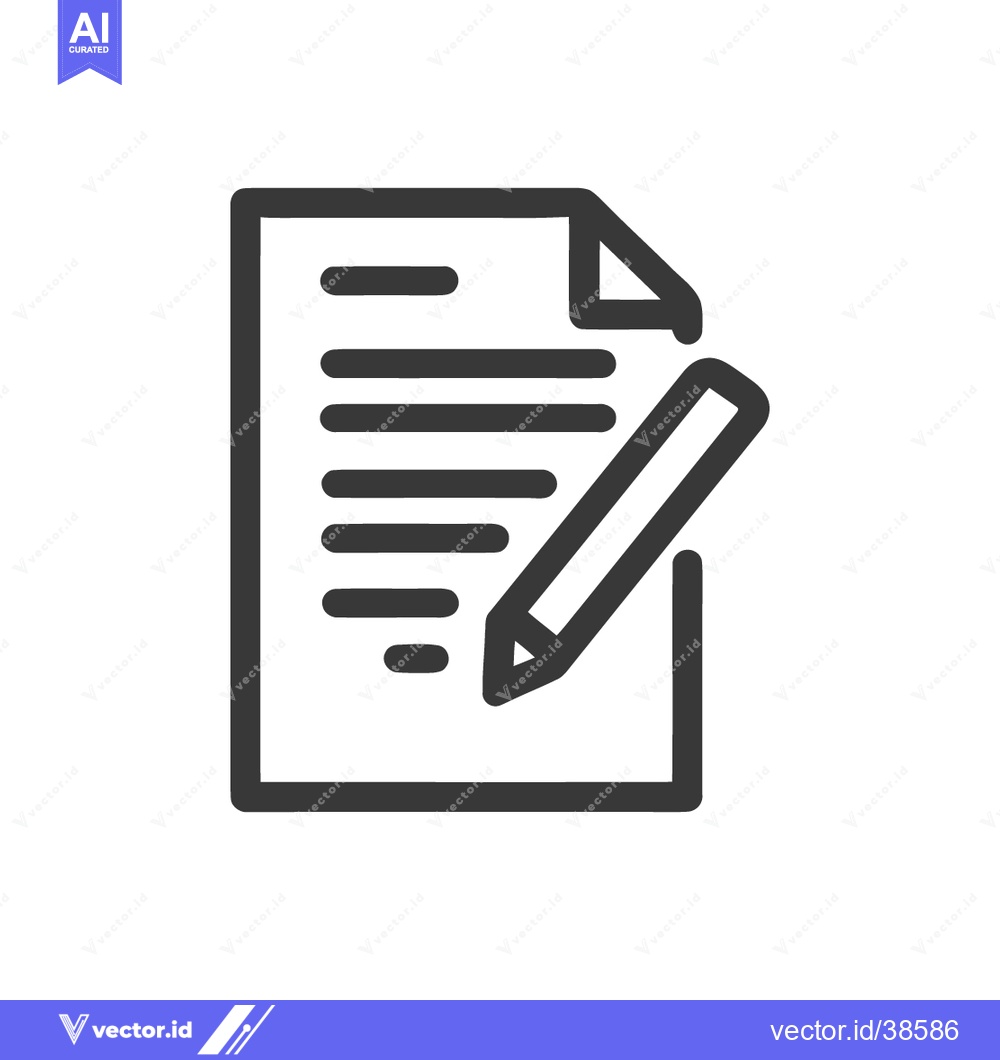 Premium Vector dari Document Editing Icon: Paper with Pencil, Minimalist Design