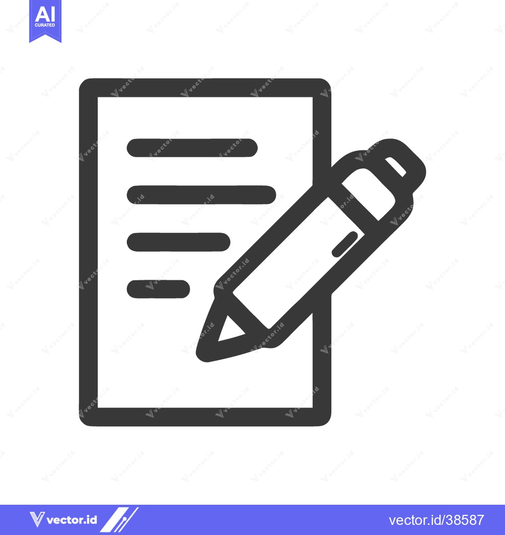 Premium Vector dari Minimalist Icon: Pencil Writing on Document, Dark Gray Outline on Whit