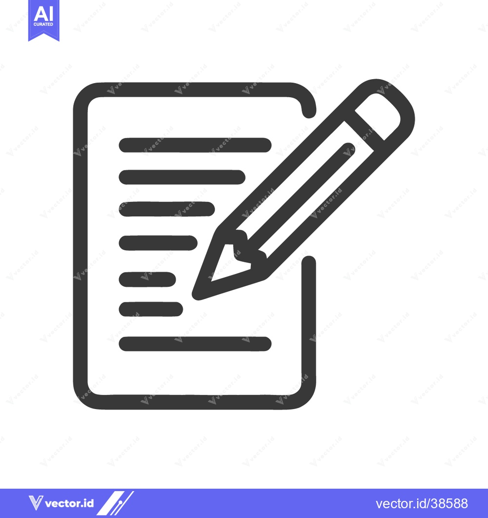 Premium Vector dari Minimalist Icon: Pencil Writing on Lined Paper, Dark Gray Outline on W